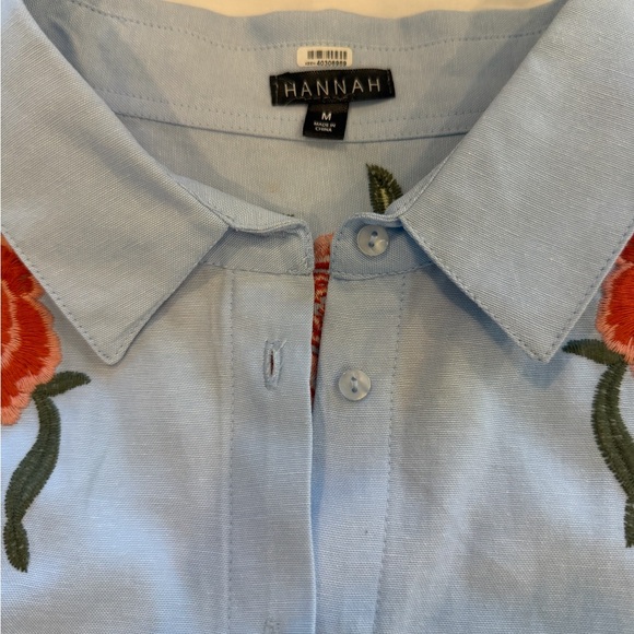 Hannah Light Blue Shirt with Floral Embroidery - Picture 8 of 11
